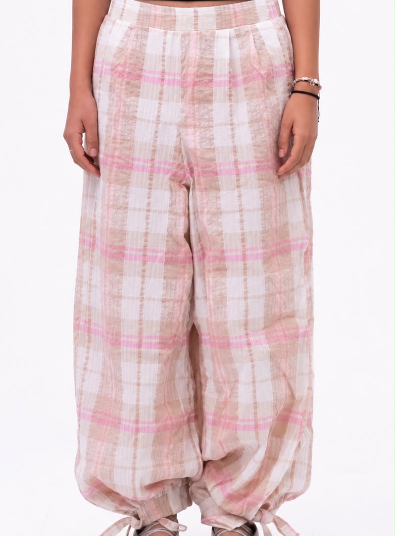 Pastel Plaid Balloon Pants